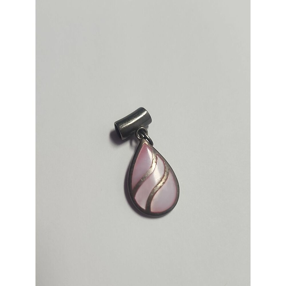 Sterling Silver Pink Teardrop Pendant 925
